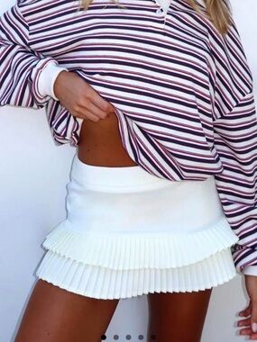 White Pleated Mini Skirt - Women